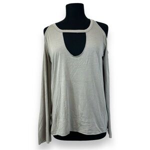 Chaser Cold Shoulder Jersey Top M Flare Sleeve Gray